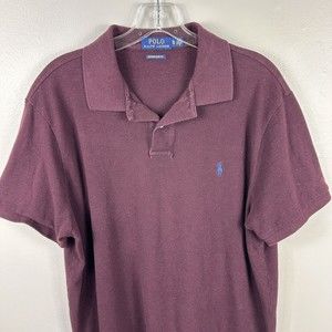 Polo Ralph Lauren Burgundy Polo Shirt Short Sleeve Custom Slim Fit Adult Mens XL